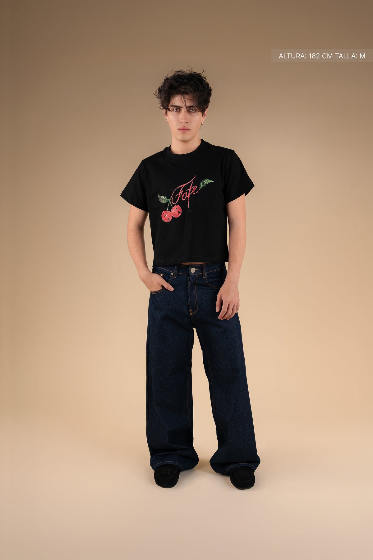 Sweet Cherry Crop Tee Black
