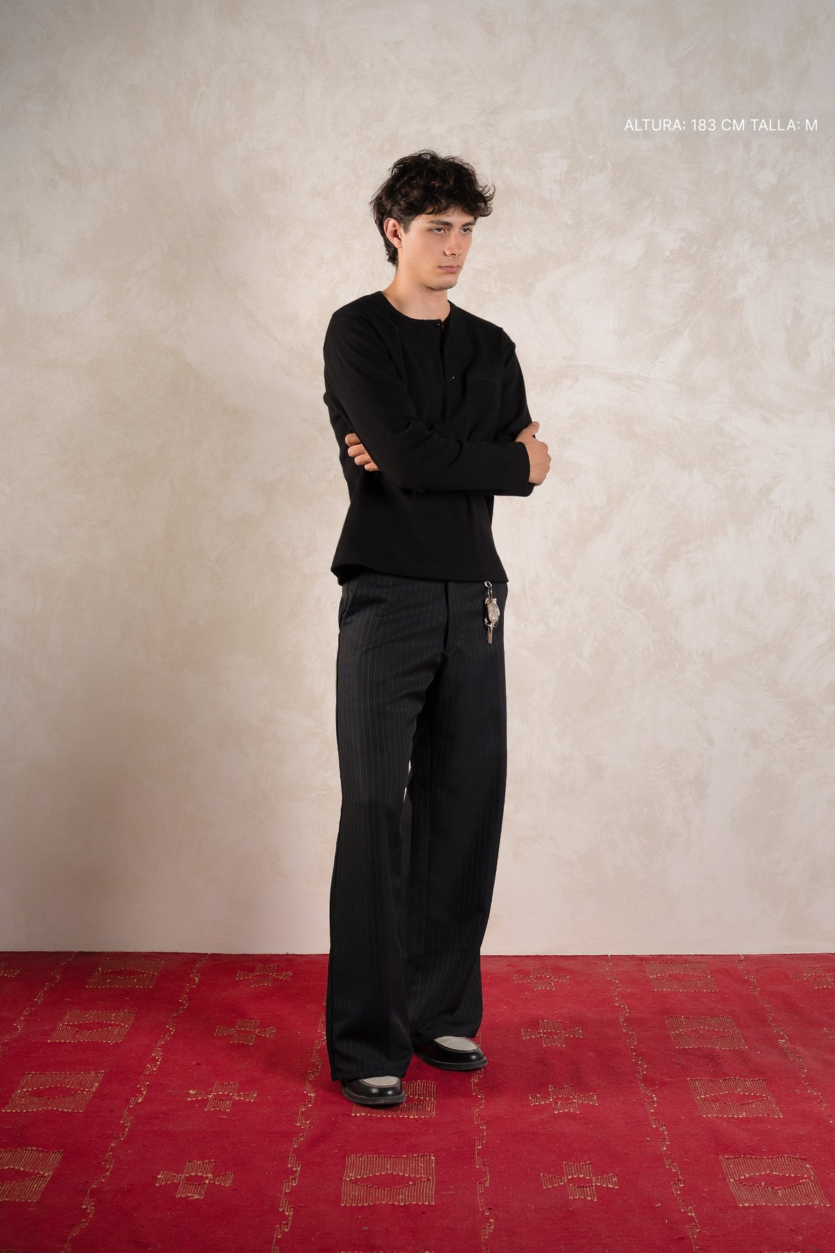 Ribbed Henley Black