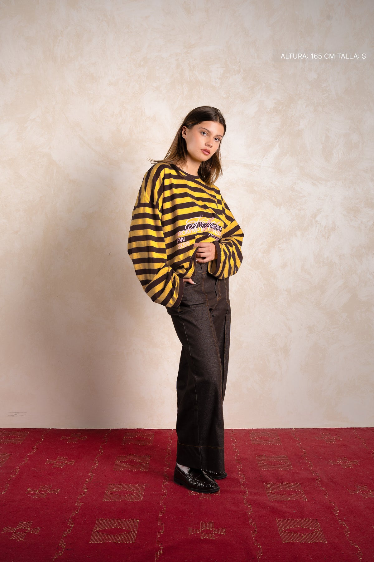 From Mexico With Passion Striped Longsleeve Mustard w/ Brown