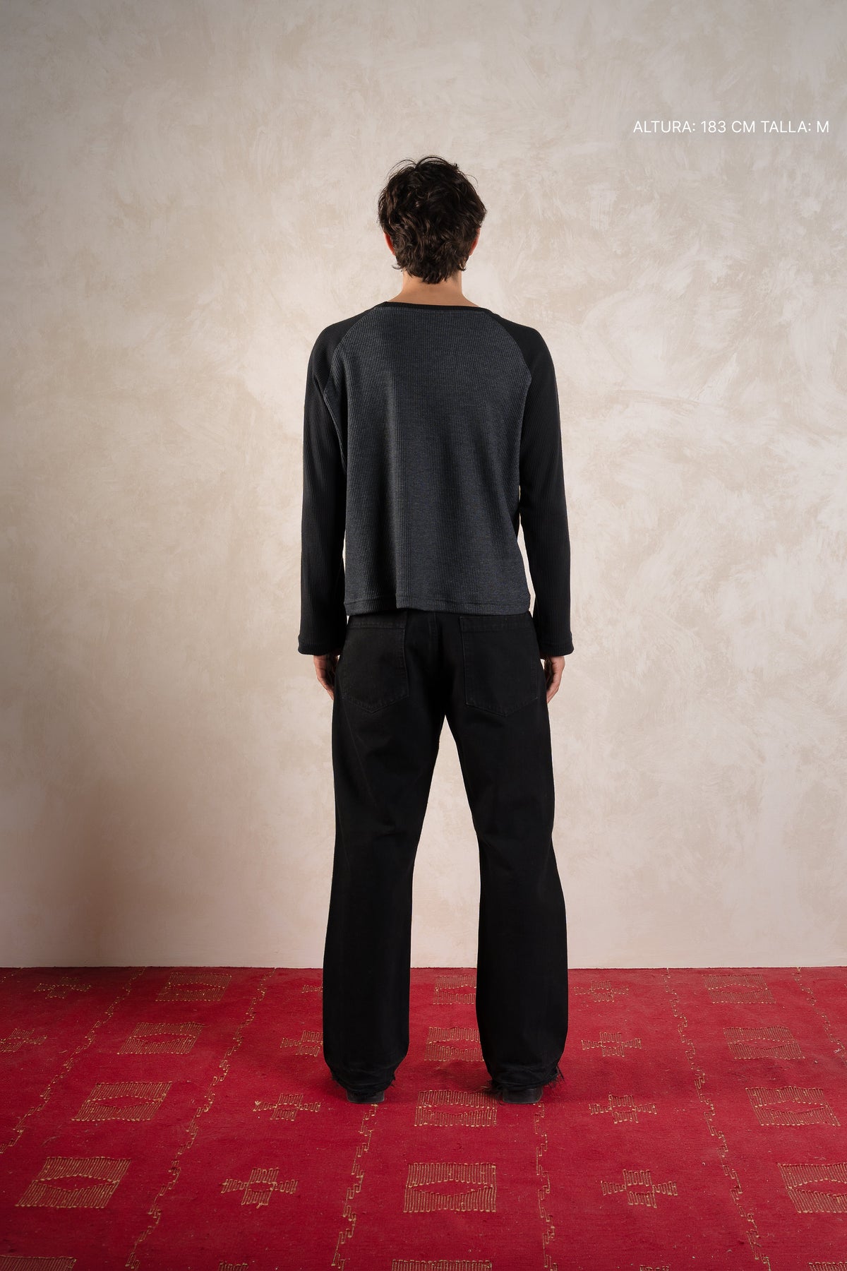 Waffle Raglan Longsleeve Oxford w/ Black