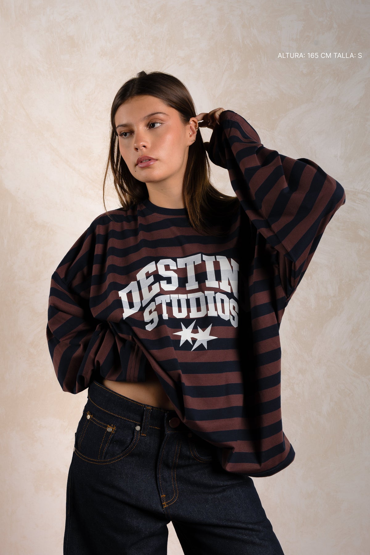 Destino Studios Striped Longsleeve Navy w/ Brown