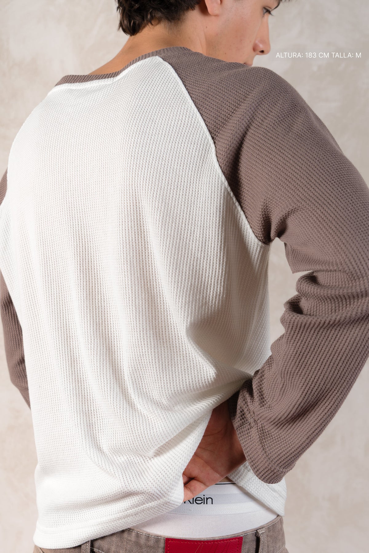 Waffle Raglan Longsleeve Ivory w/ Grey