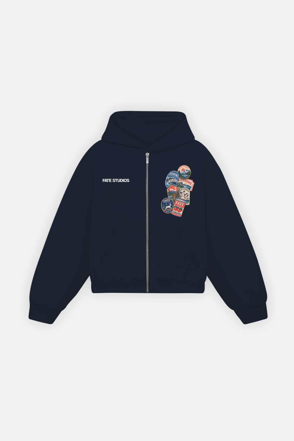 Out of Town Badges Zip Hoodie Navy Blue — photo 1