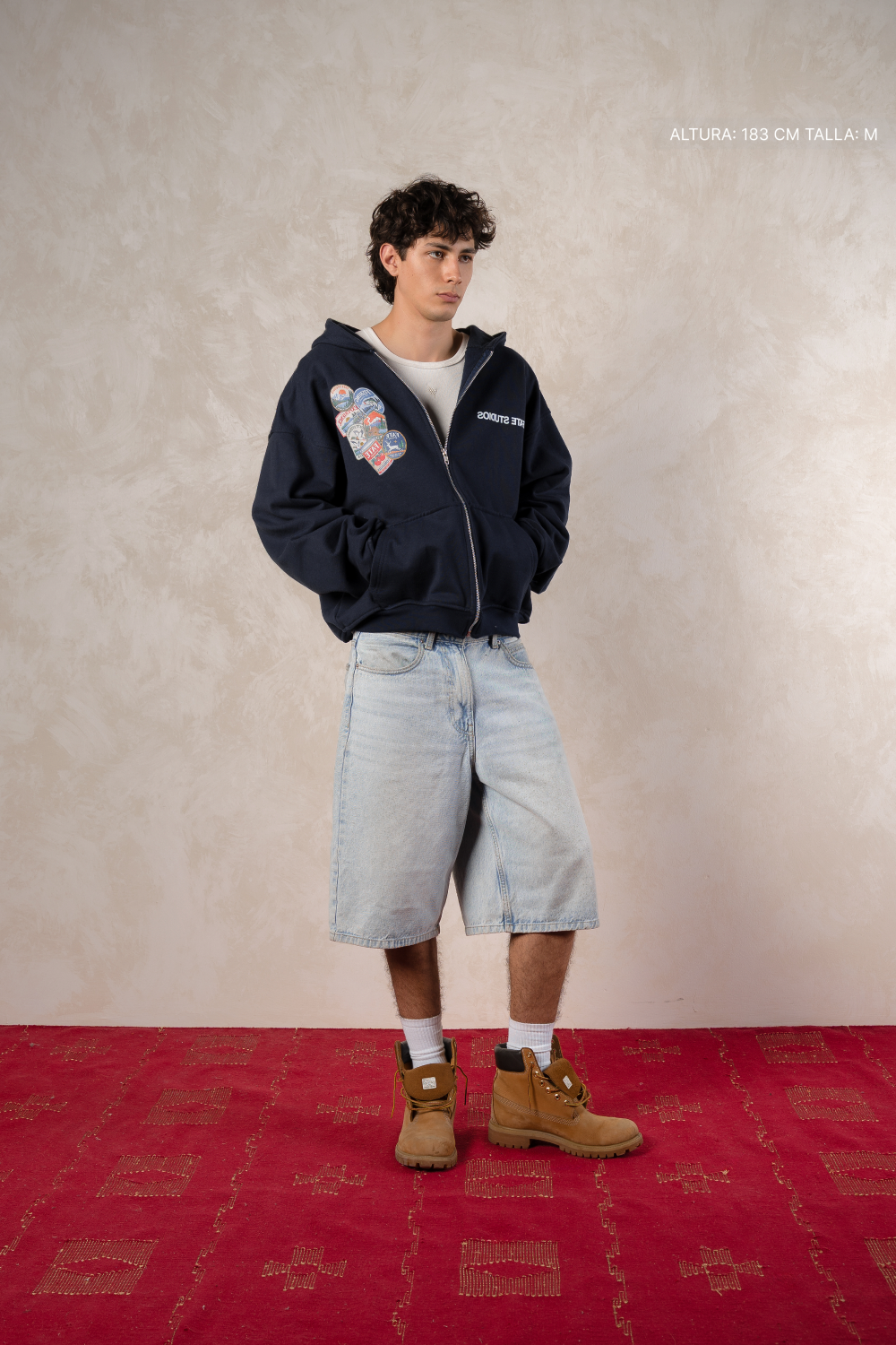 Out of Town Badges Zip Hoodie Navy Blue — photo 3