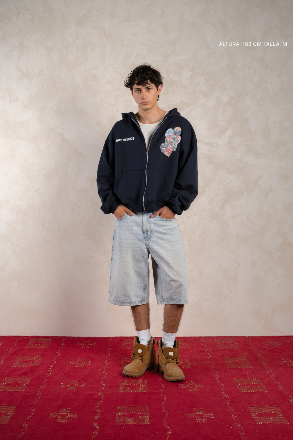 Out of Town Badges Zip Hoodie Navy Blue — photo 5