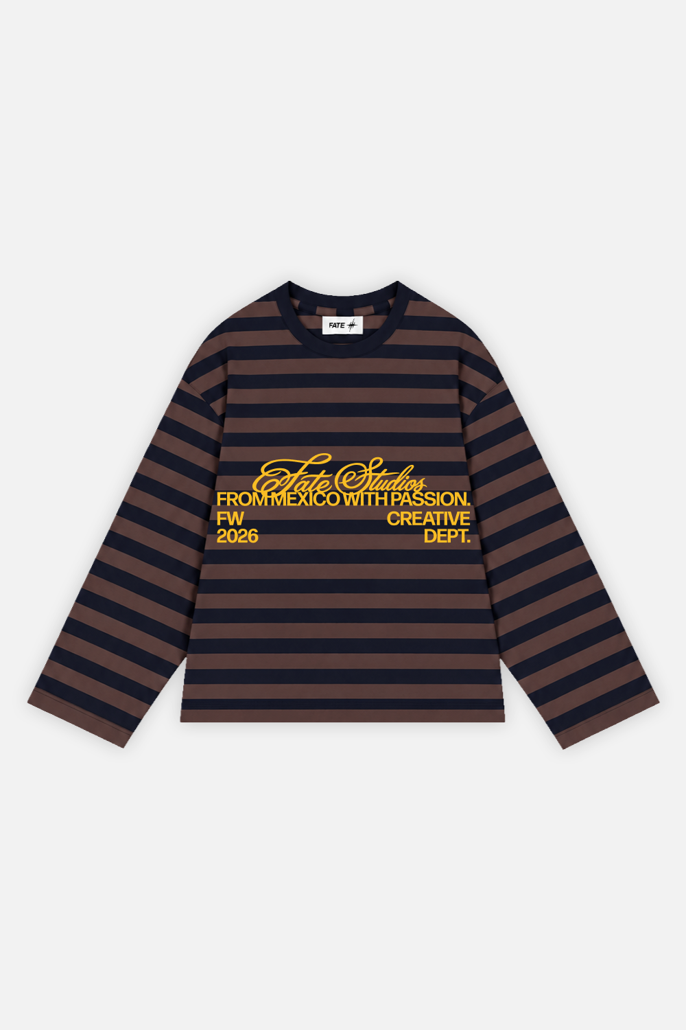 From Mexico With Passion Striped Longsleeve Navy w/ Brown — photo 1