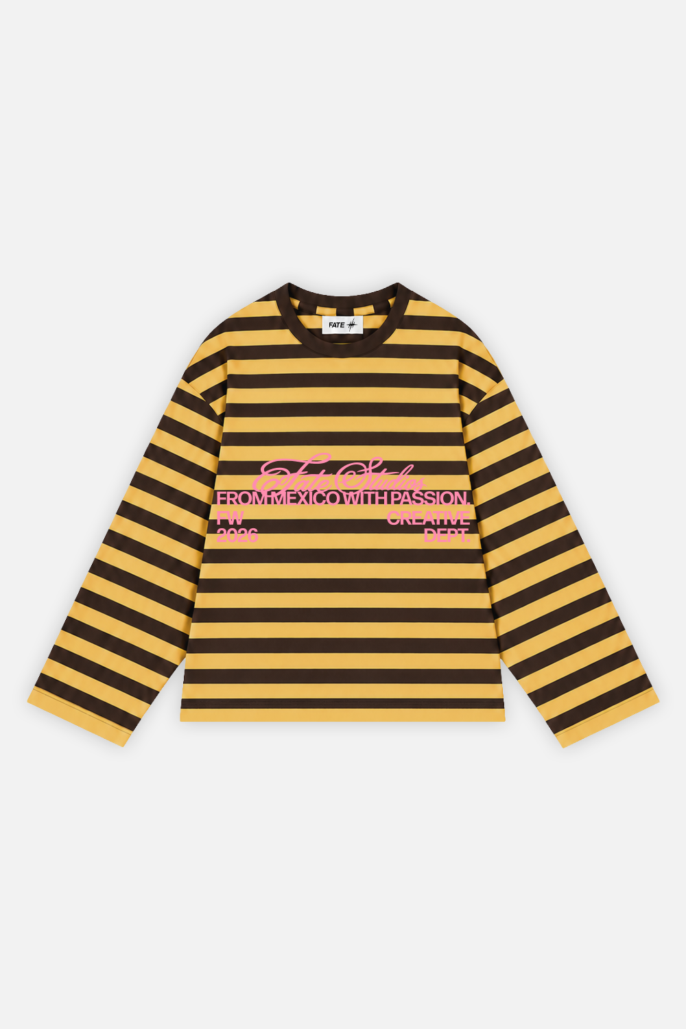 From Mexico With Passion Striped Longsleeve Mustard w/ Brown — photo 1