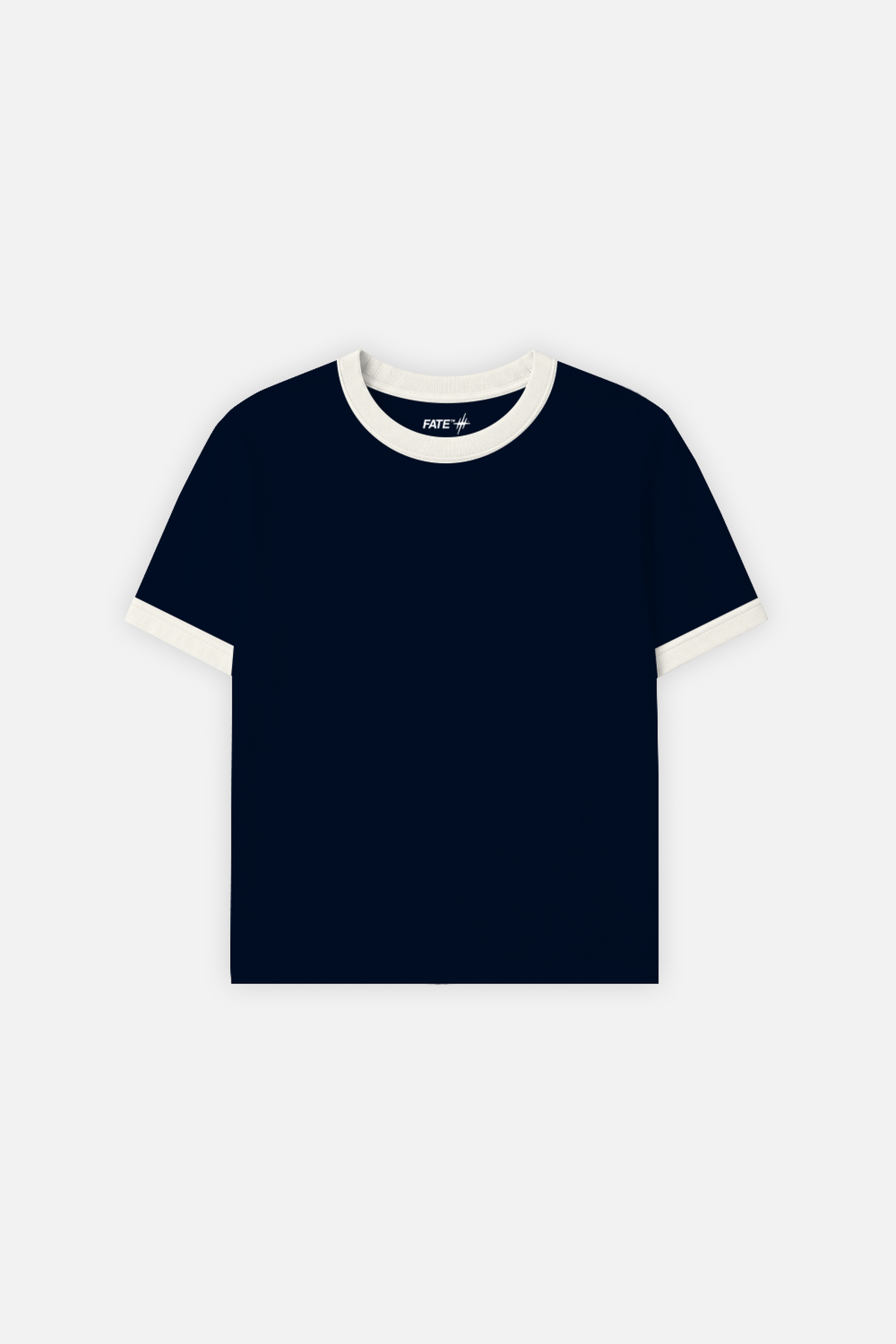 Rib Muscle Tee Navy w/ Ivory – navy ribbed muscle tee with ivory contrast