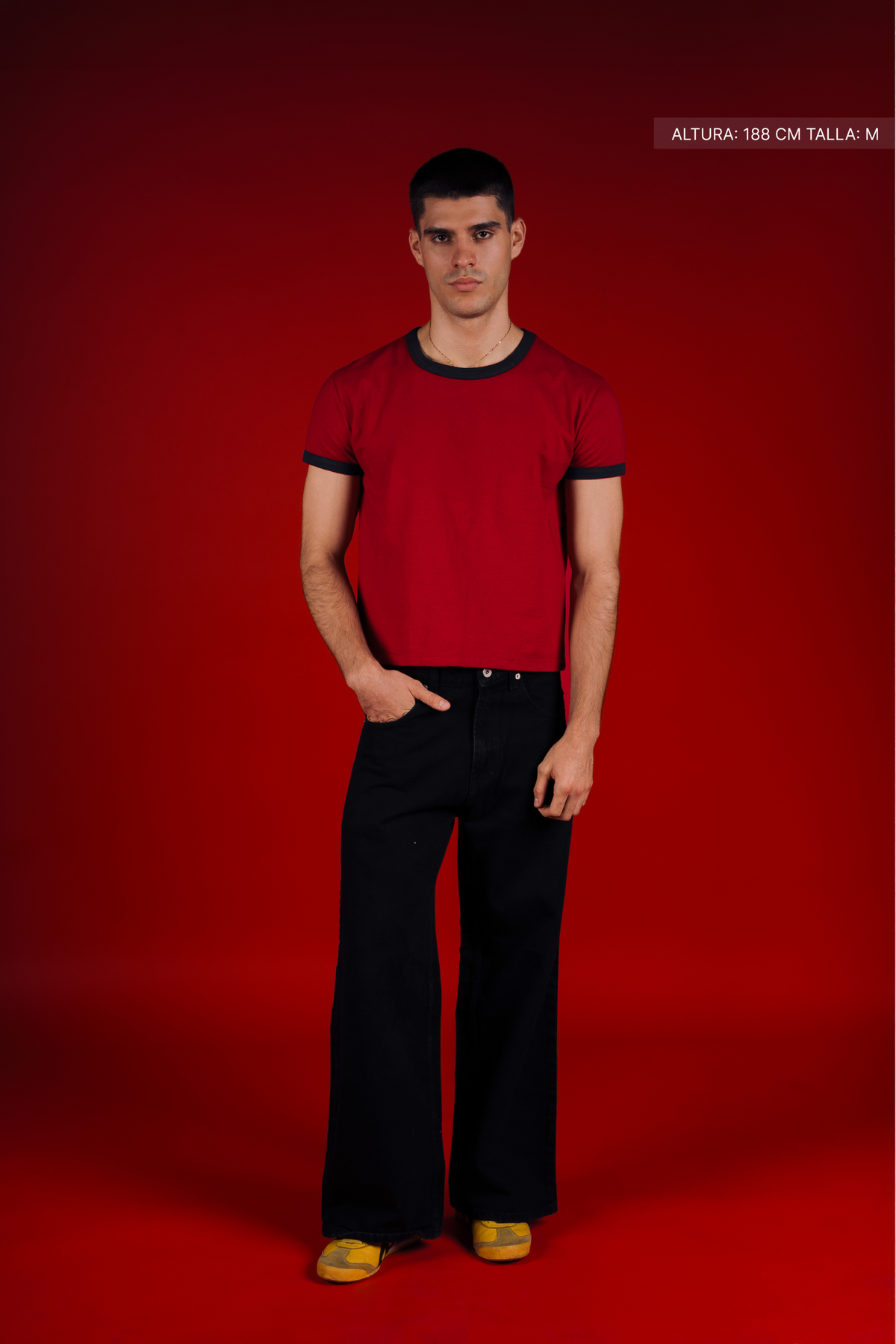 Rib Muscle Tee Red w/ Navy – view 2