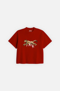 Cheetah Crop Tee Red