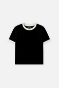 Rib Muscle Tee Black w/ Ivory – black ribbed muscle tee with ivory contrast