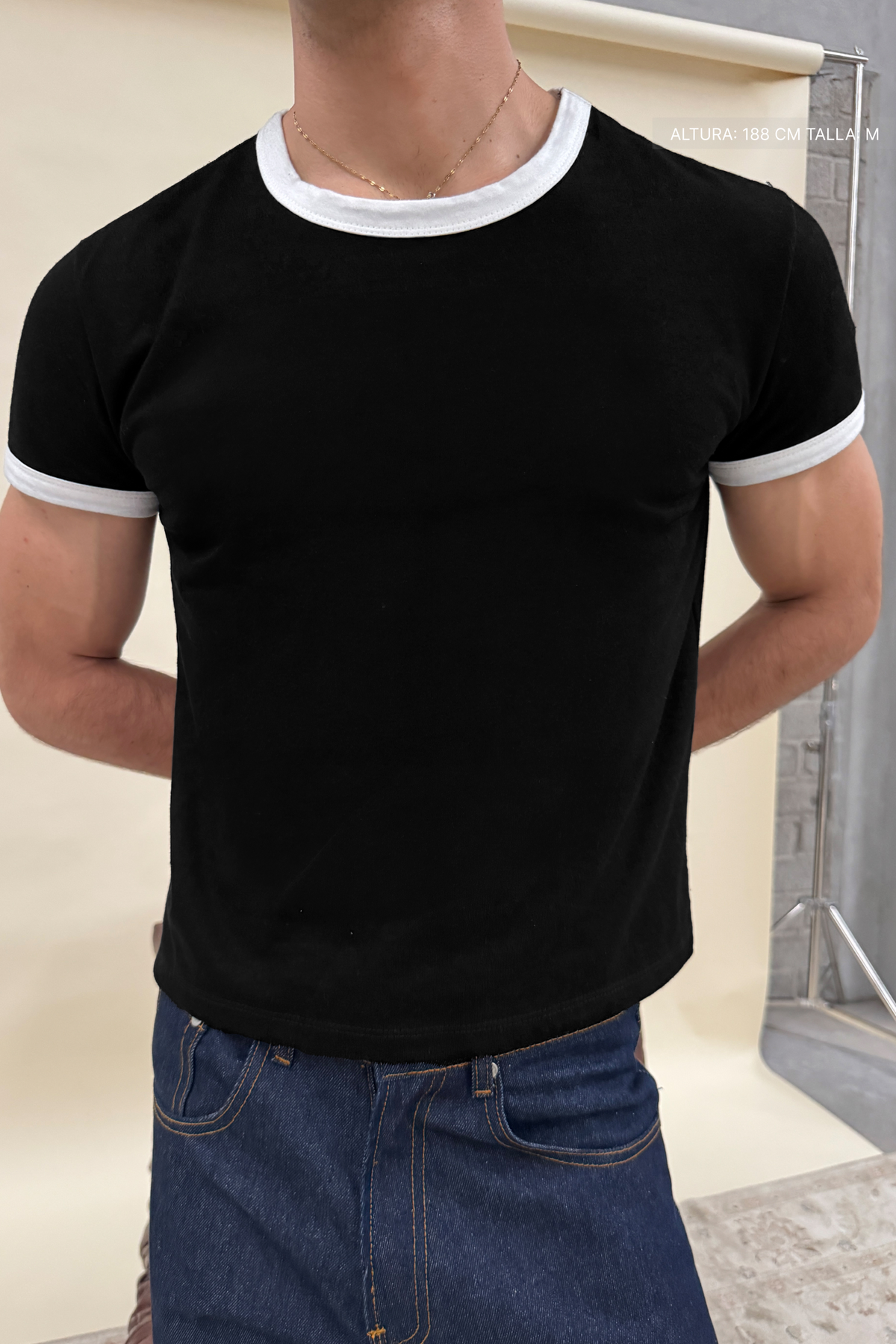 Rib Muscle Tee Black w/ Ivory – view 6