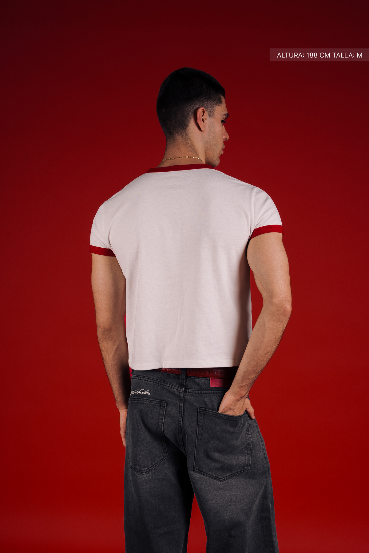Rib Muscle Tee Ivory w/ Red – view 4