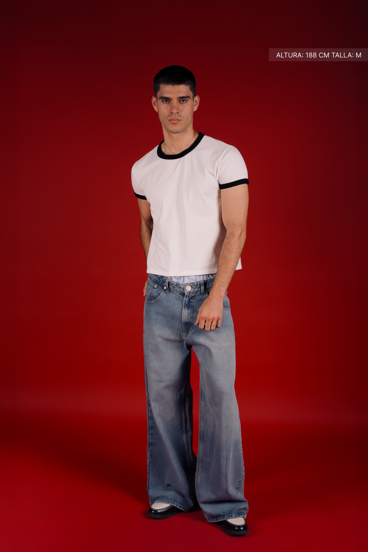 Rib Muscle Tee Ivory w/ Black – view 2