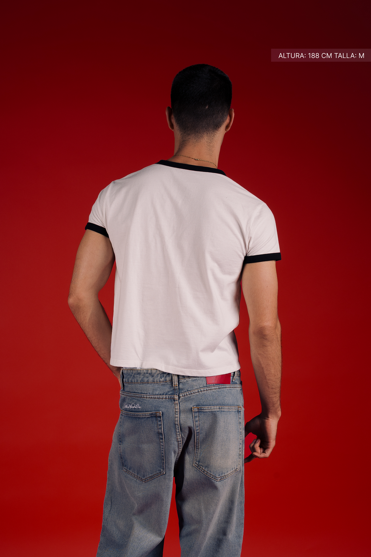 Rib Muscle Tee Ivory w/ Black – view 4