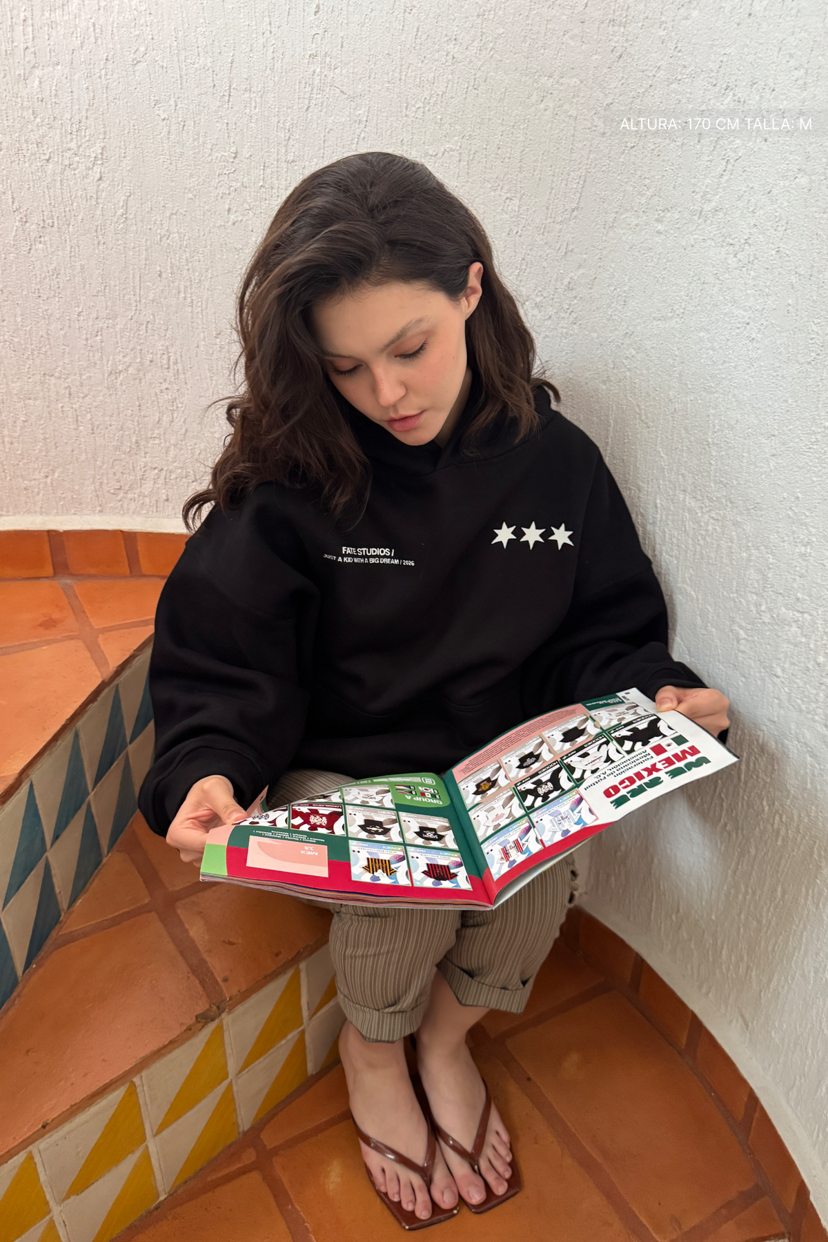 Local Super Star Hoodie Vantablack — on-model front view