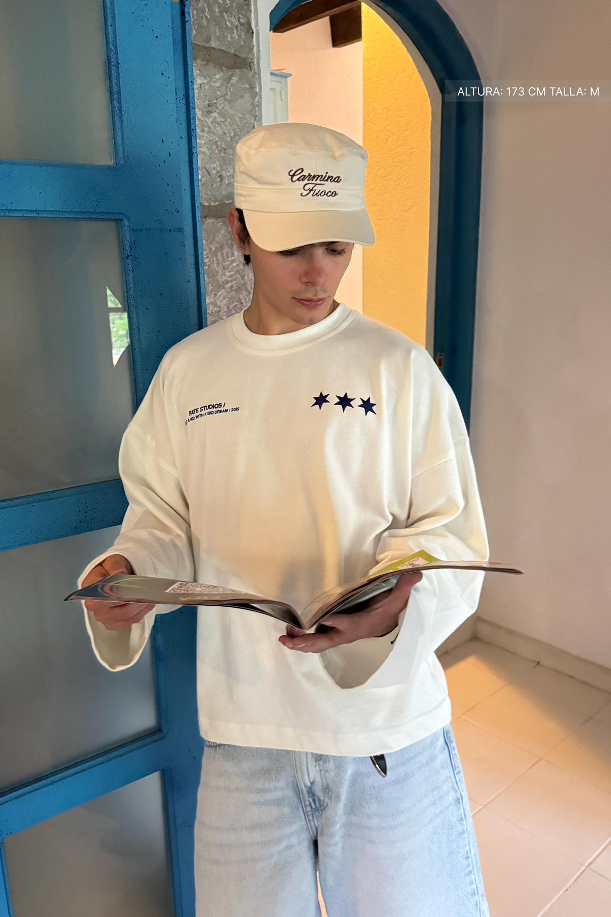 Local Super Star Longsleeve Ivory — on-model front view