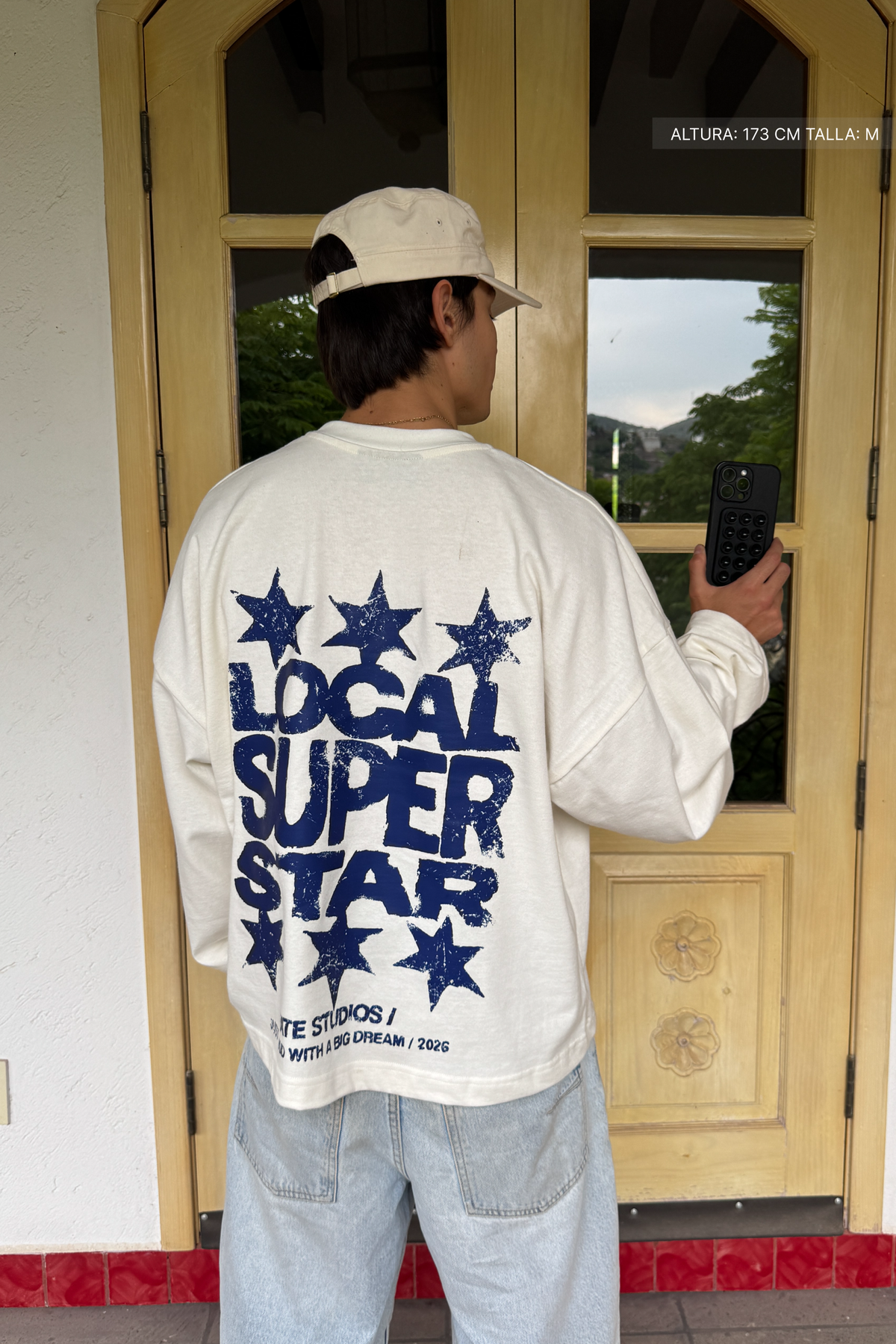 Local Super Star Longsleeve Ivory — on-model back view