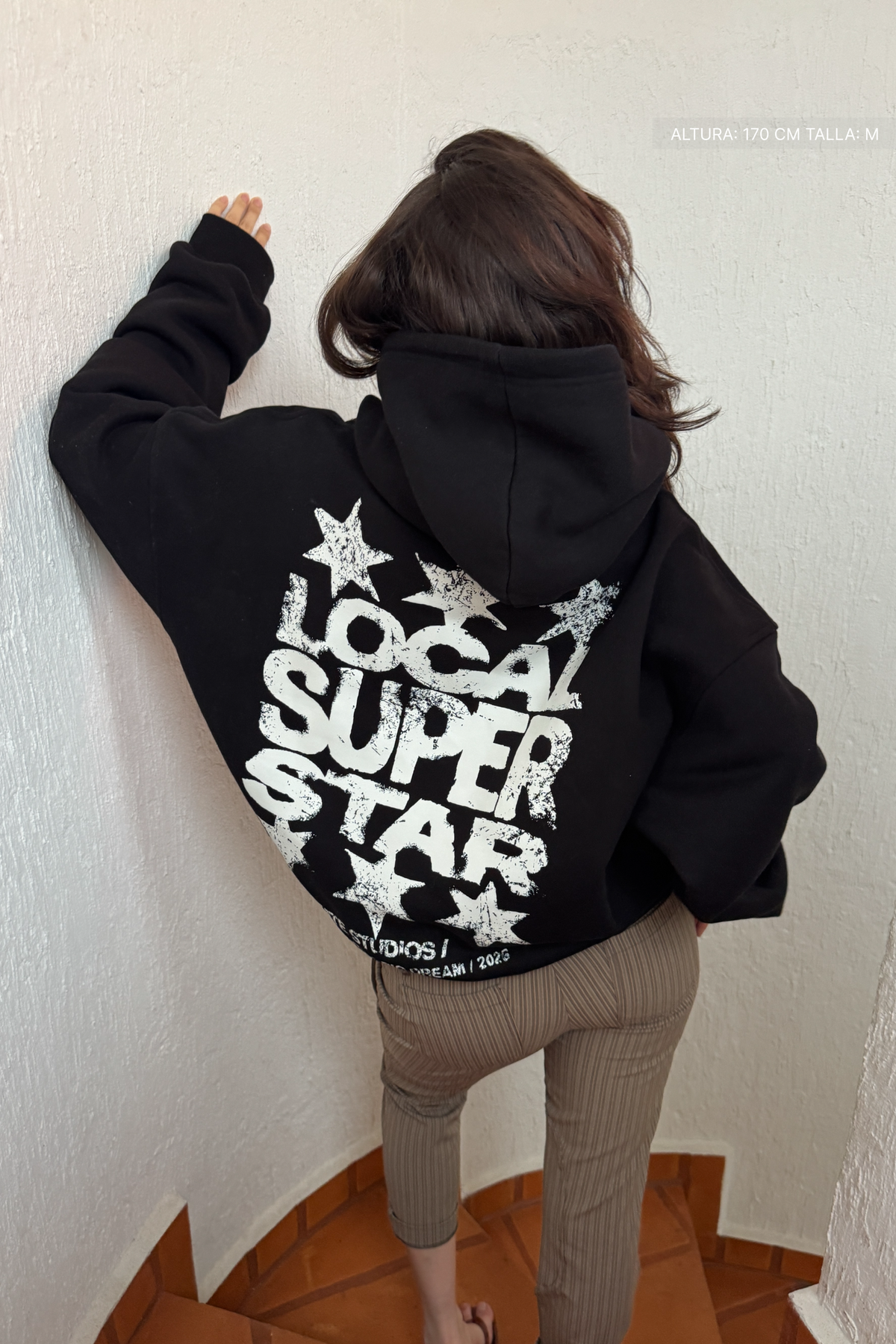 Local Super Star Hoodie Vantablack — print detail