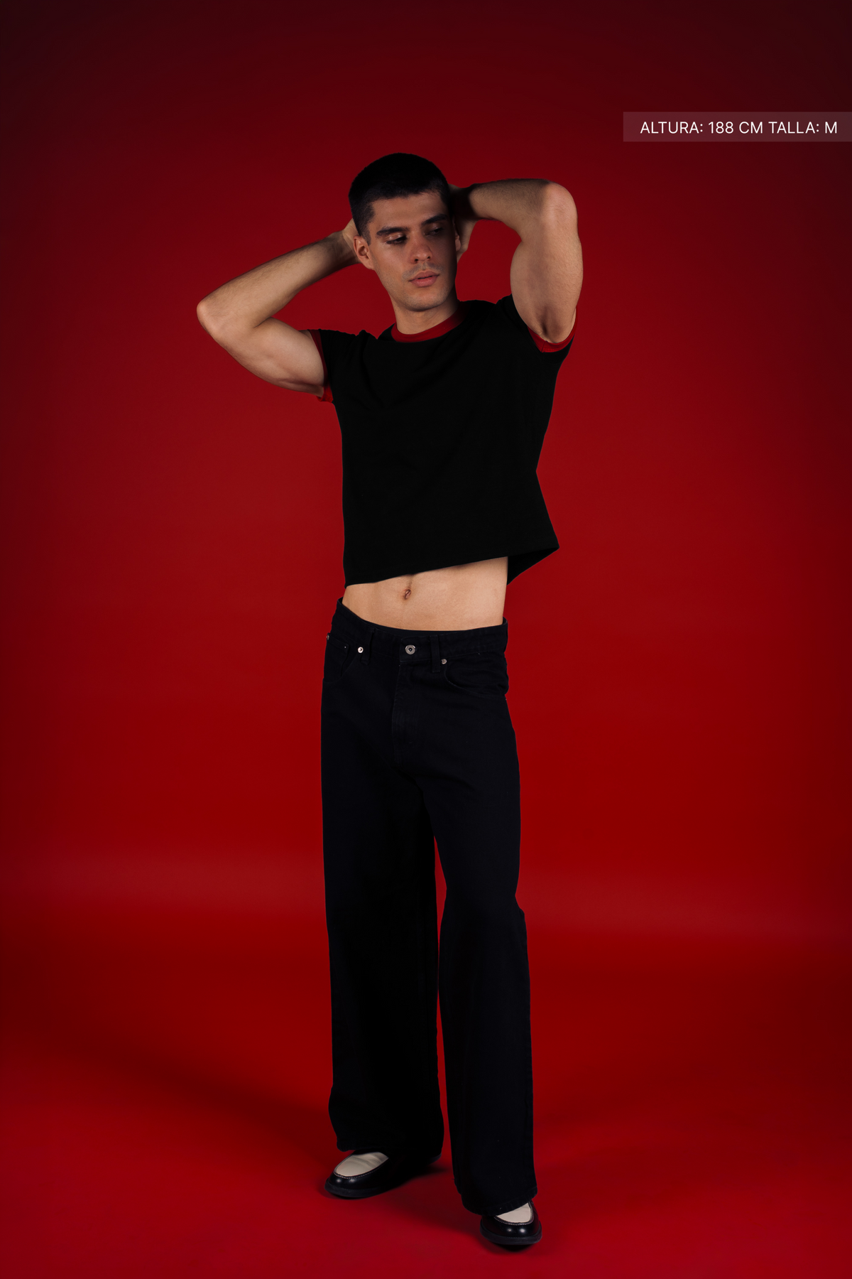 Rib Muscle Tee Black w/ Red — FATE, view 2