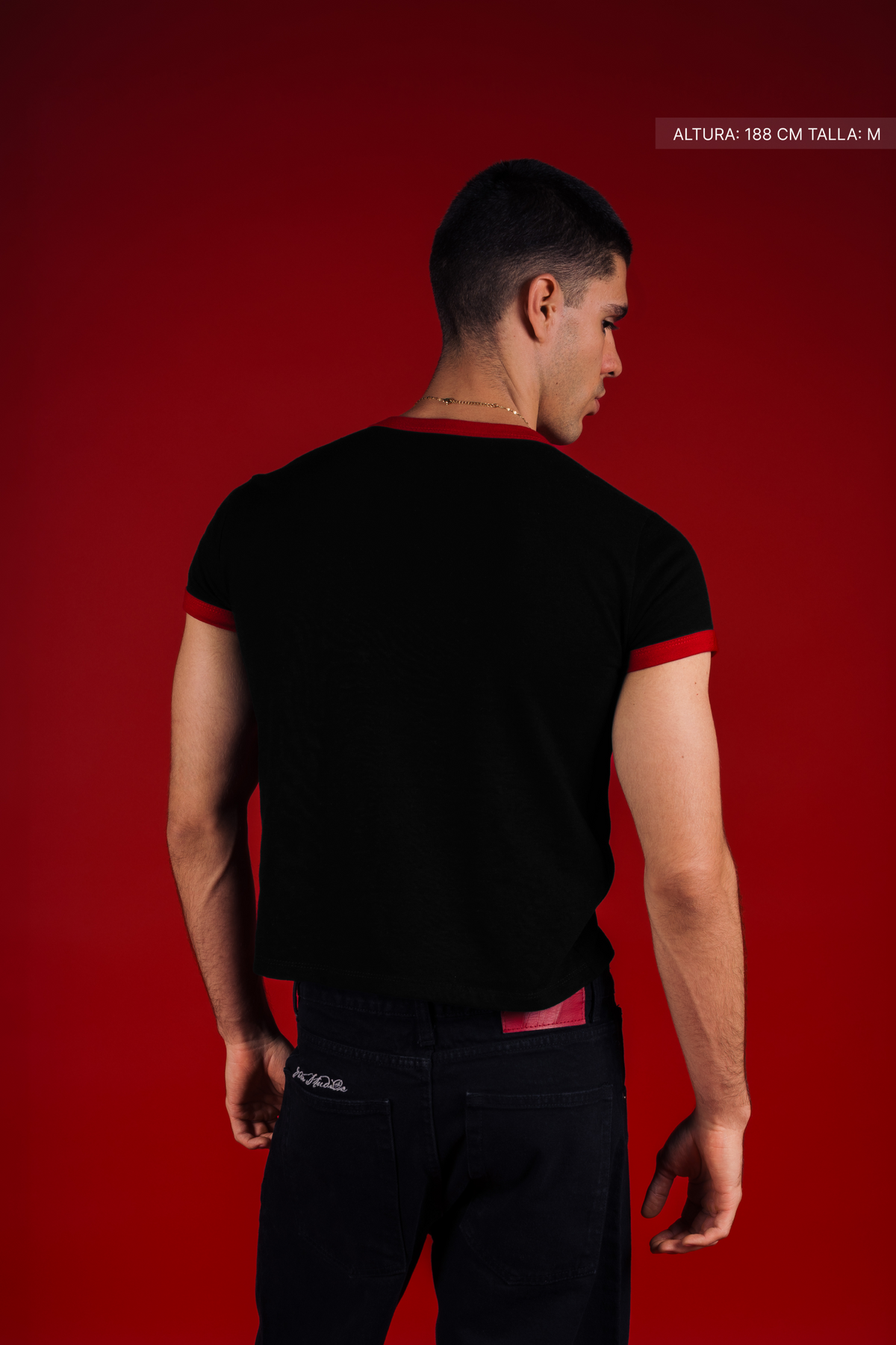 Rib Muscle Tee Black w/ Red — FATE, view 4