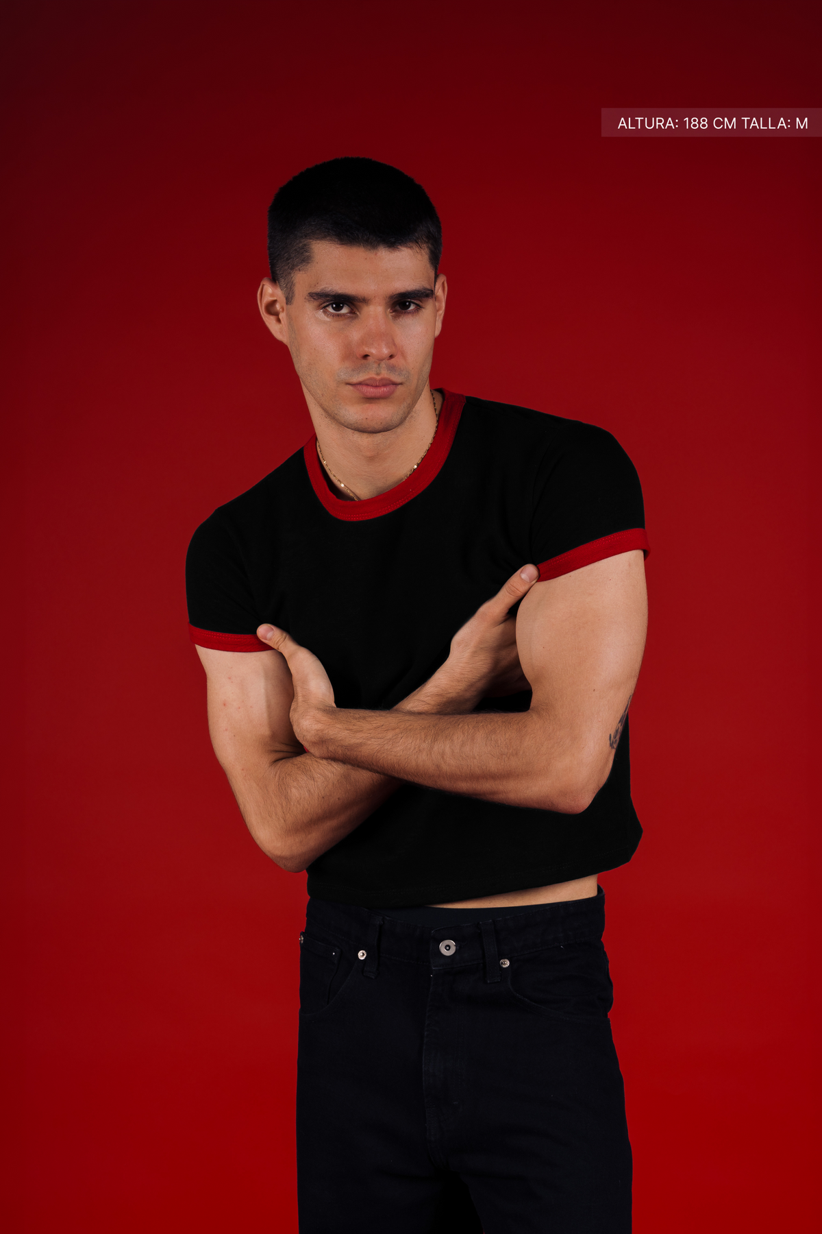 Rib Muscle Tee Black w/ Red — FATE, view 5
