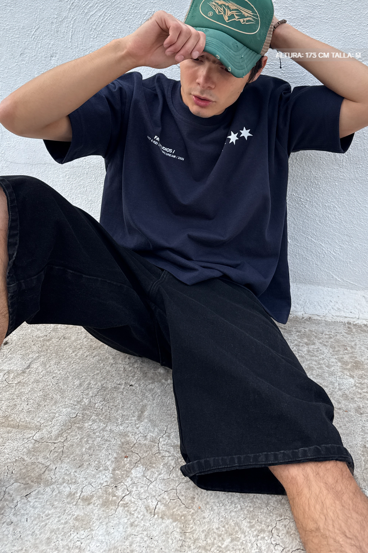 Local Super Star Tee Navy Blue — print detail