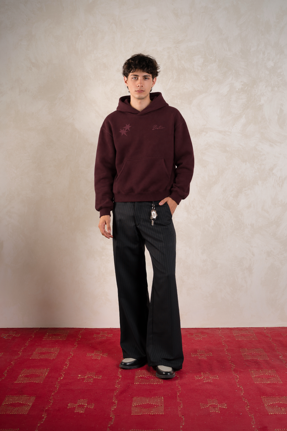 All My Fears Hoodie Burgundy — Model front