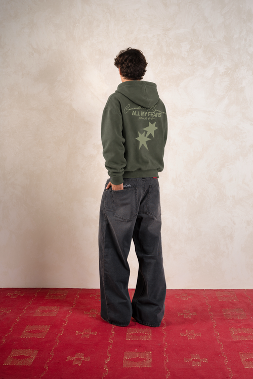 All My Fears Hoodie Green Forest — Model back