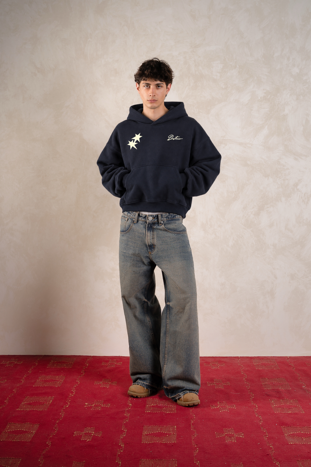 All My Fears Hoodie Midnight Blue — Model front