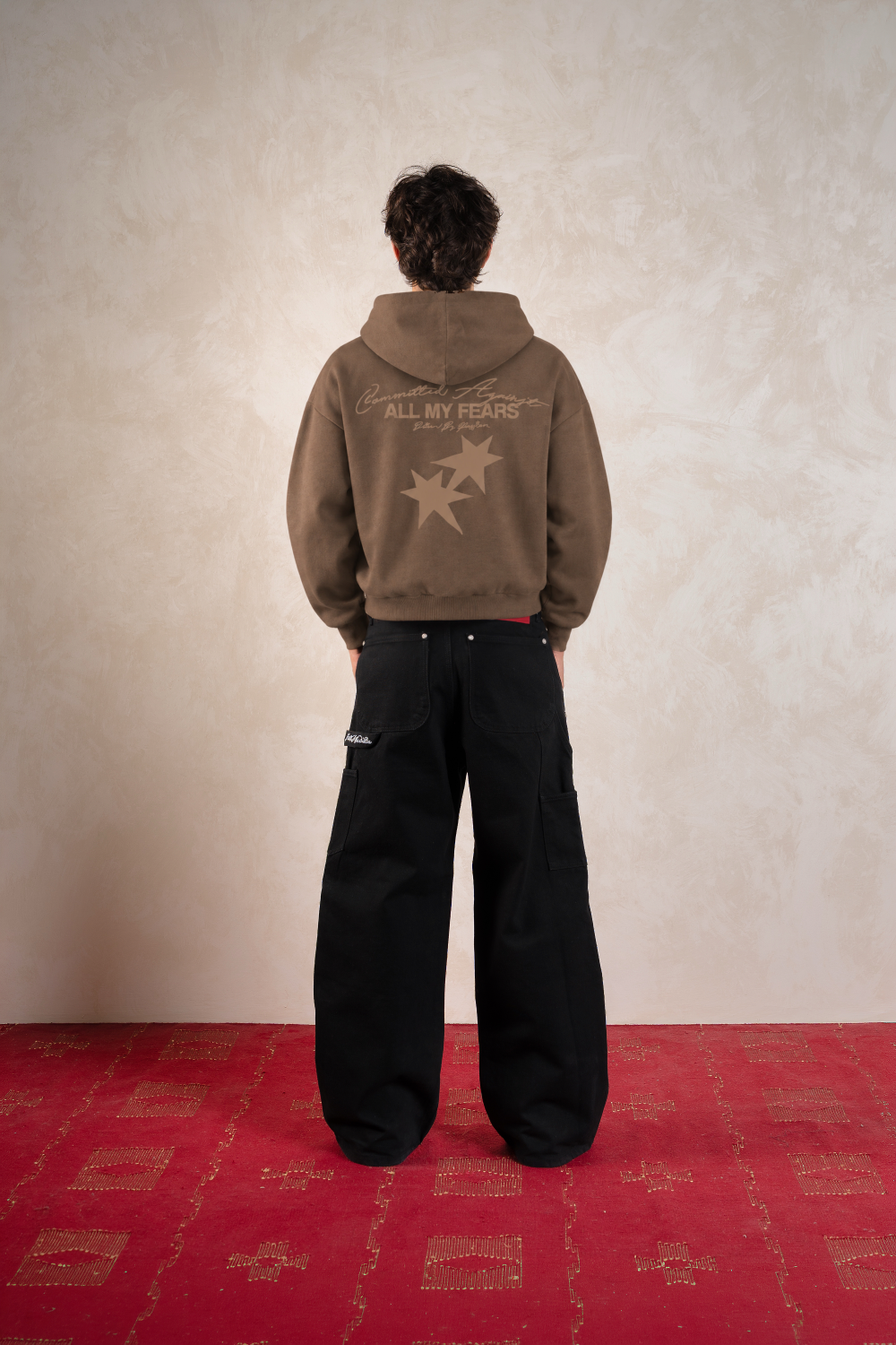 All My Fears Hoodie Mocha Brown — Model back