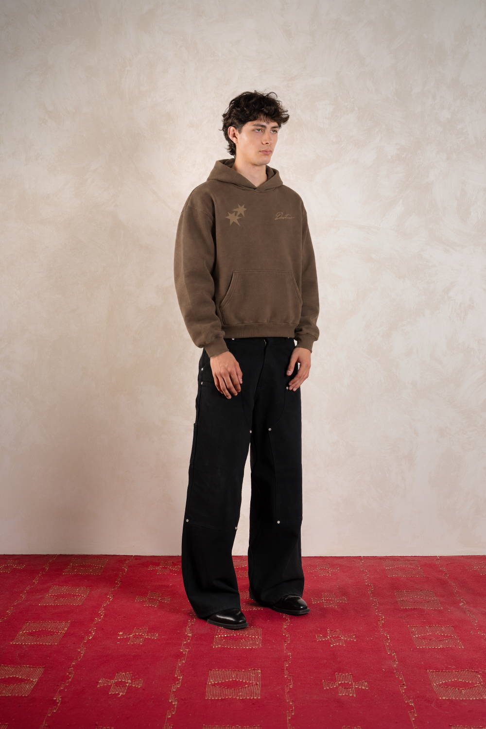 All My Fears Hoodie Mocha Brown — Model front