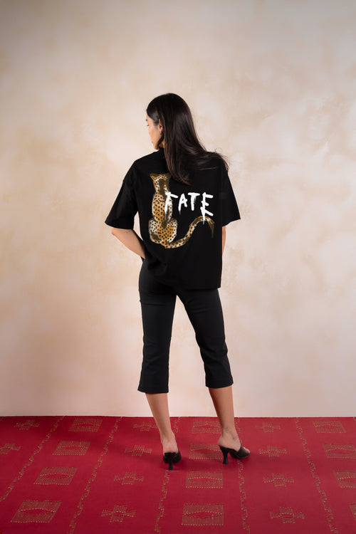 Cheetah Tee Black — Editorial FATE · Back · Lookbook 2026-09-21