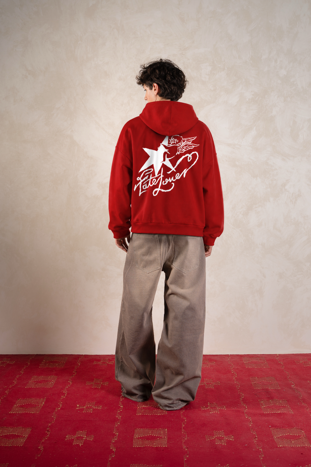 Fate Lover Spark Hoodie Cherry Red — Model back