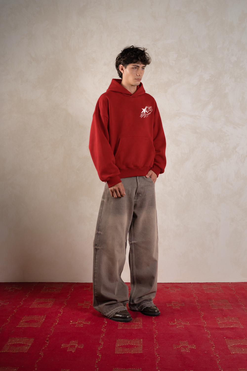 Fate Lover Spark Hoodie Cherry Red — Model front