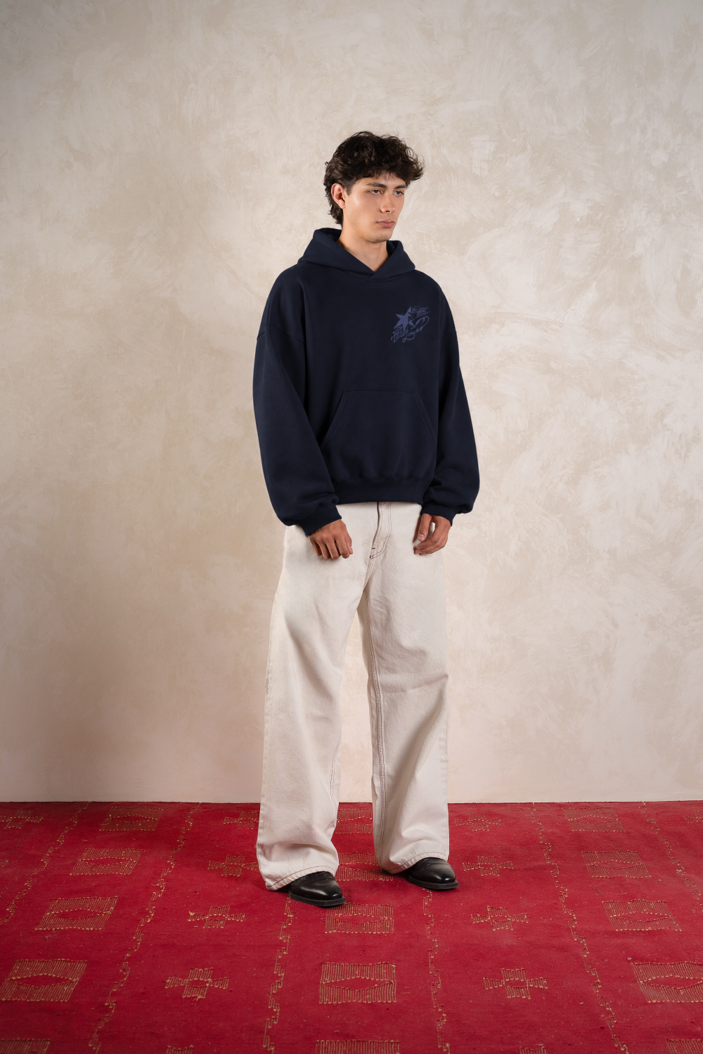 Fate Lover Spark Hoodie Midnight Blue — Model front