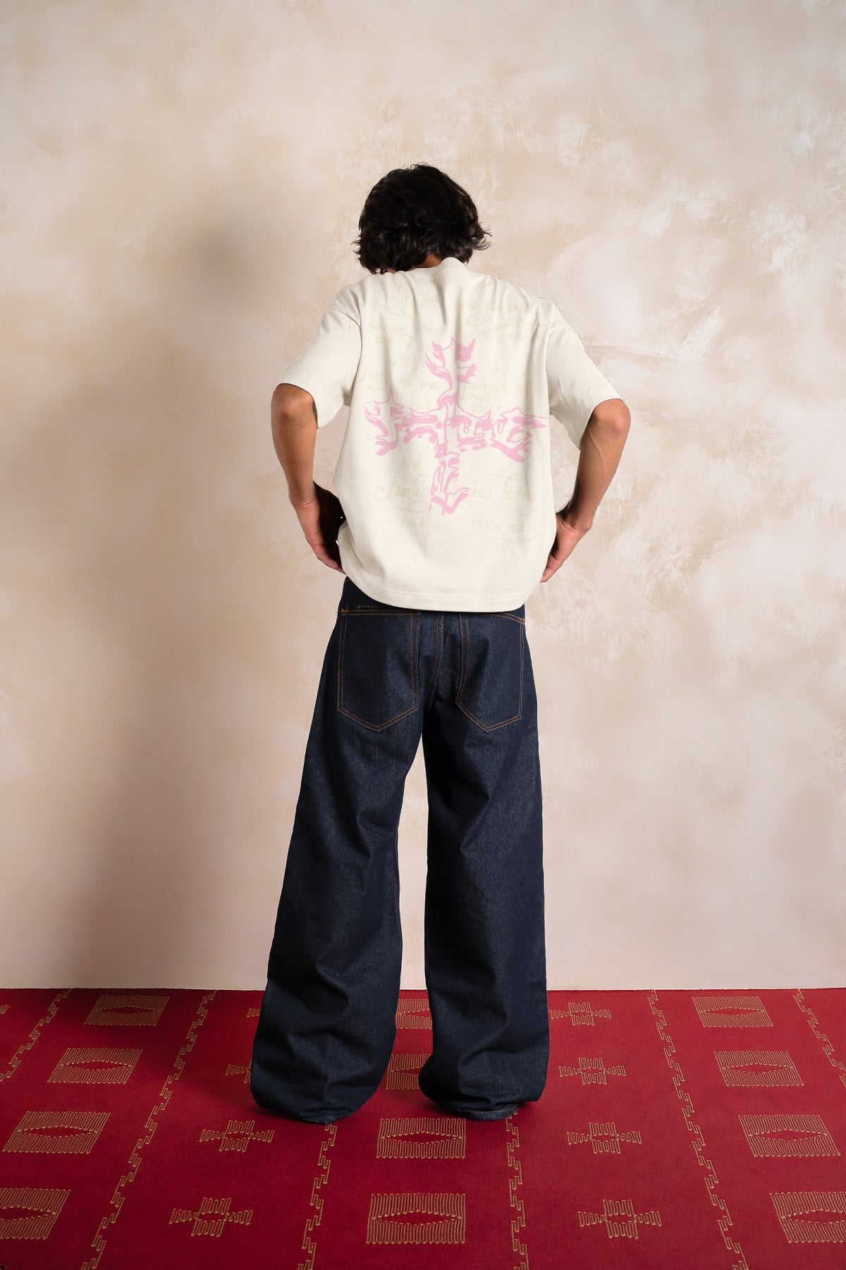 Letter Cross Tee Ivory — Editorial FATE · Back · Lookbook 2026-09-21