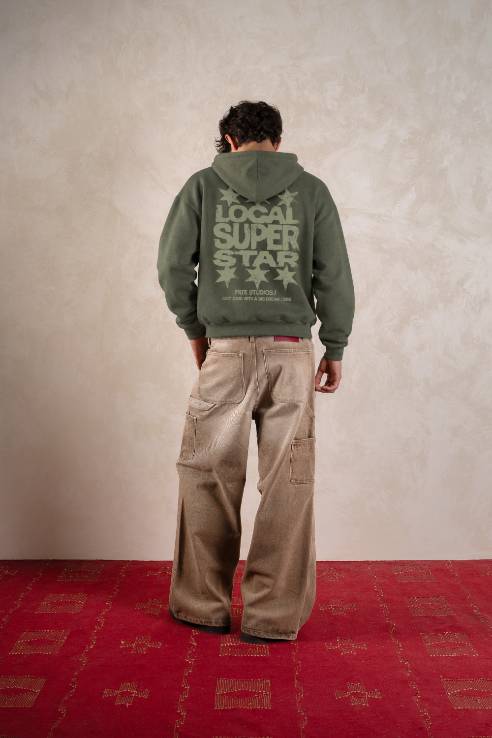 Local Super Star Hoodie Green Forest — Model back