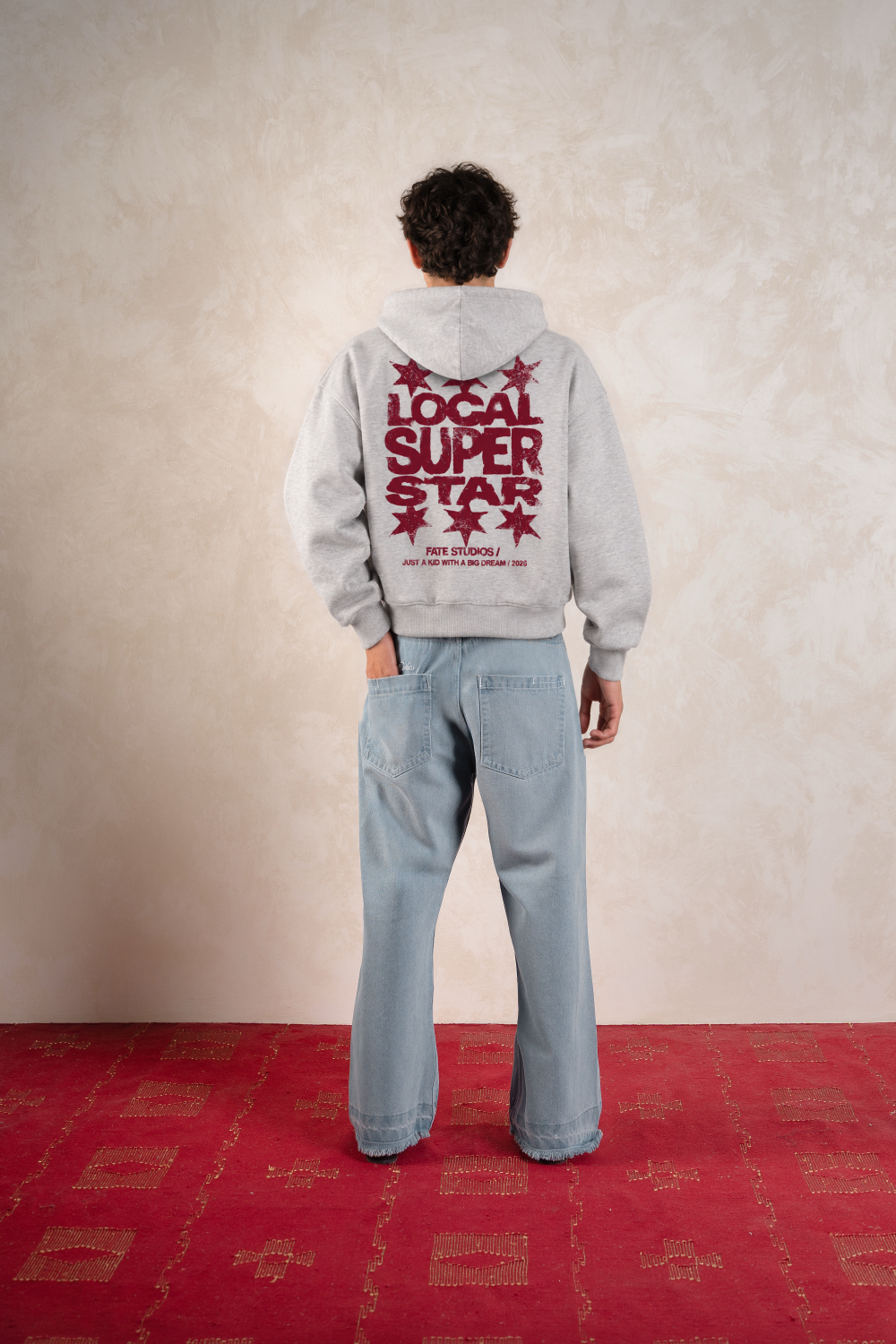 Local Super Star Hoodie Jasper Grey — Model back