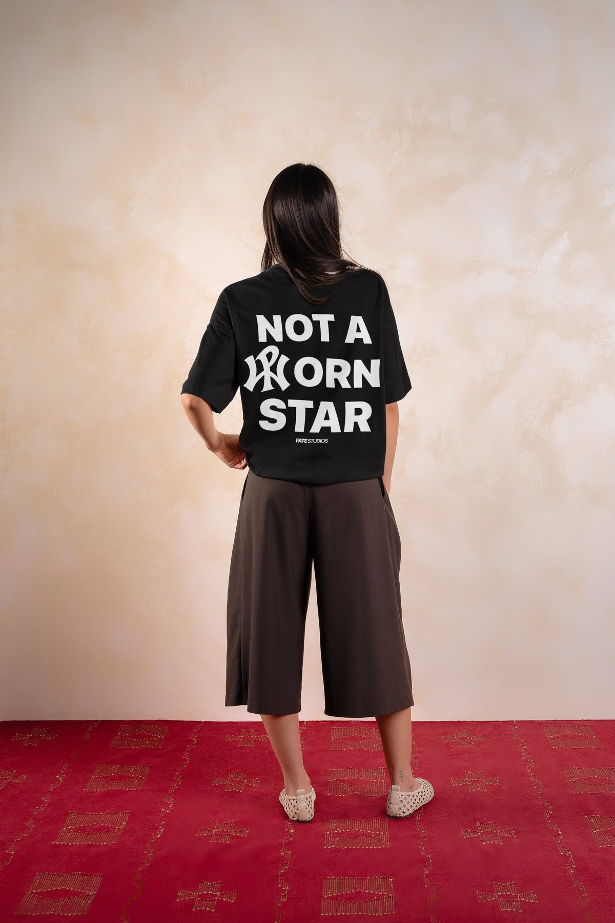 Not A Porn Star Tee Black — Editorial back