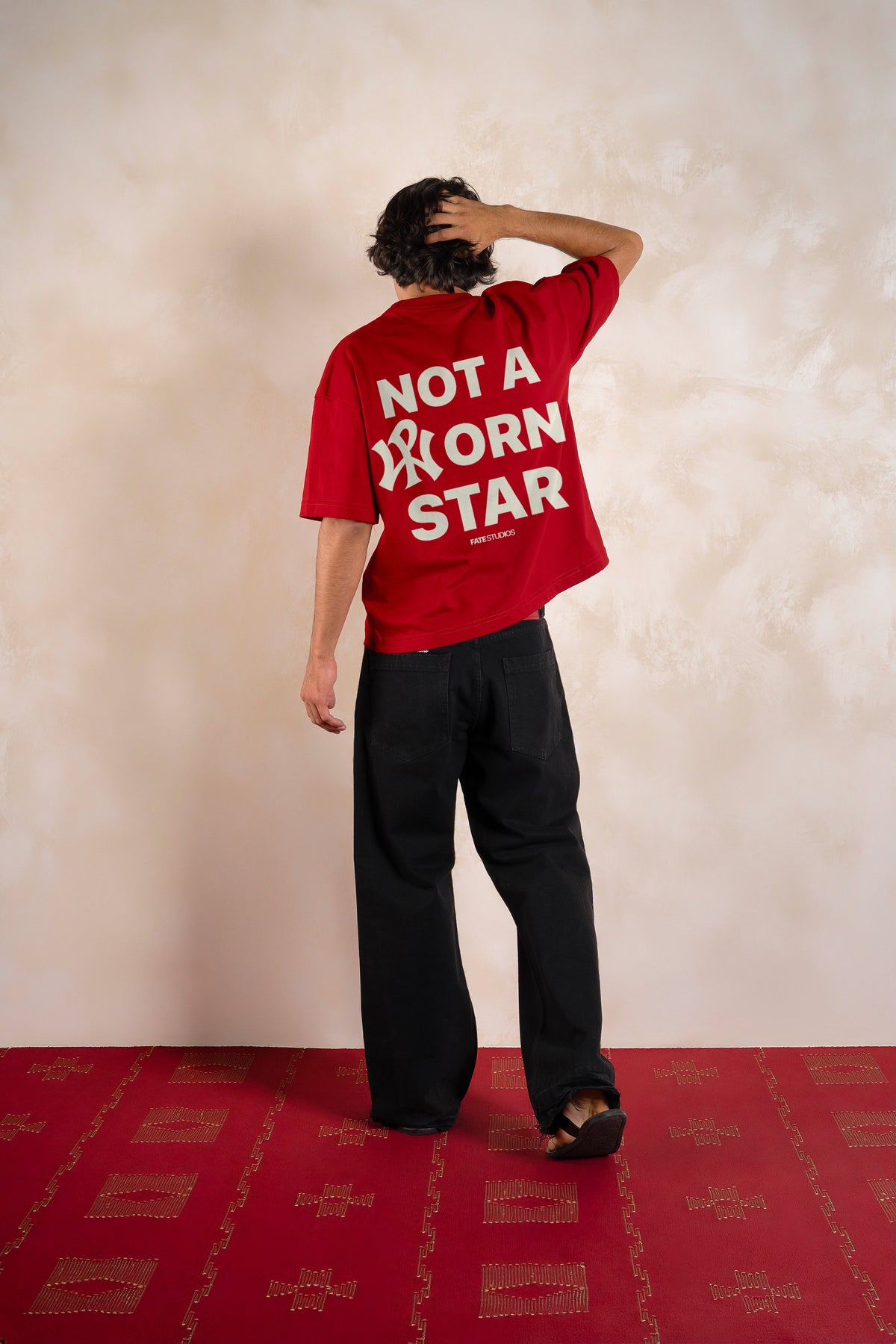 Not A Porn Star Tee Red — Editorial back