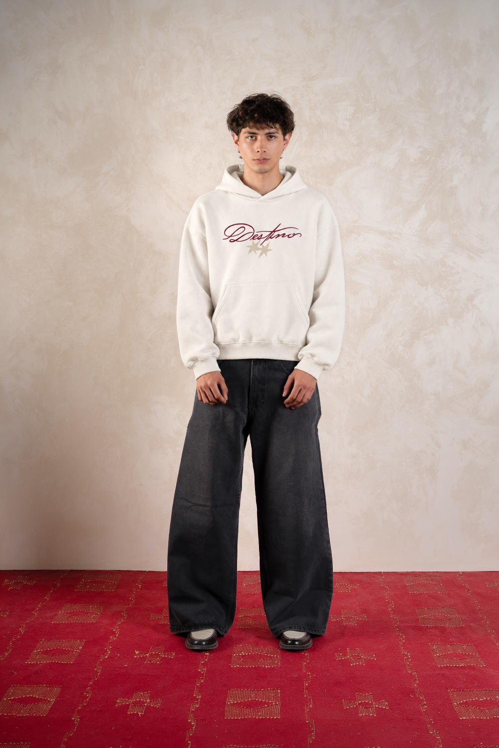 Not All Angels Hoodie Ivory — Model front