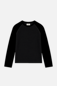 Waffle Raglan Longsleeve Oxford w/ Black