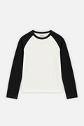 Raglan Longsleeve Ivory w/ Black — photo 1