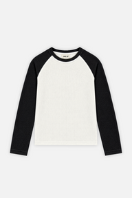 Waffle Raglan Longsleeve Ivory w/ Black