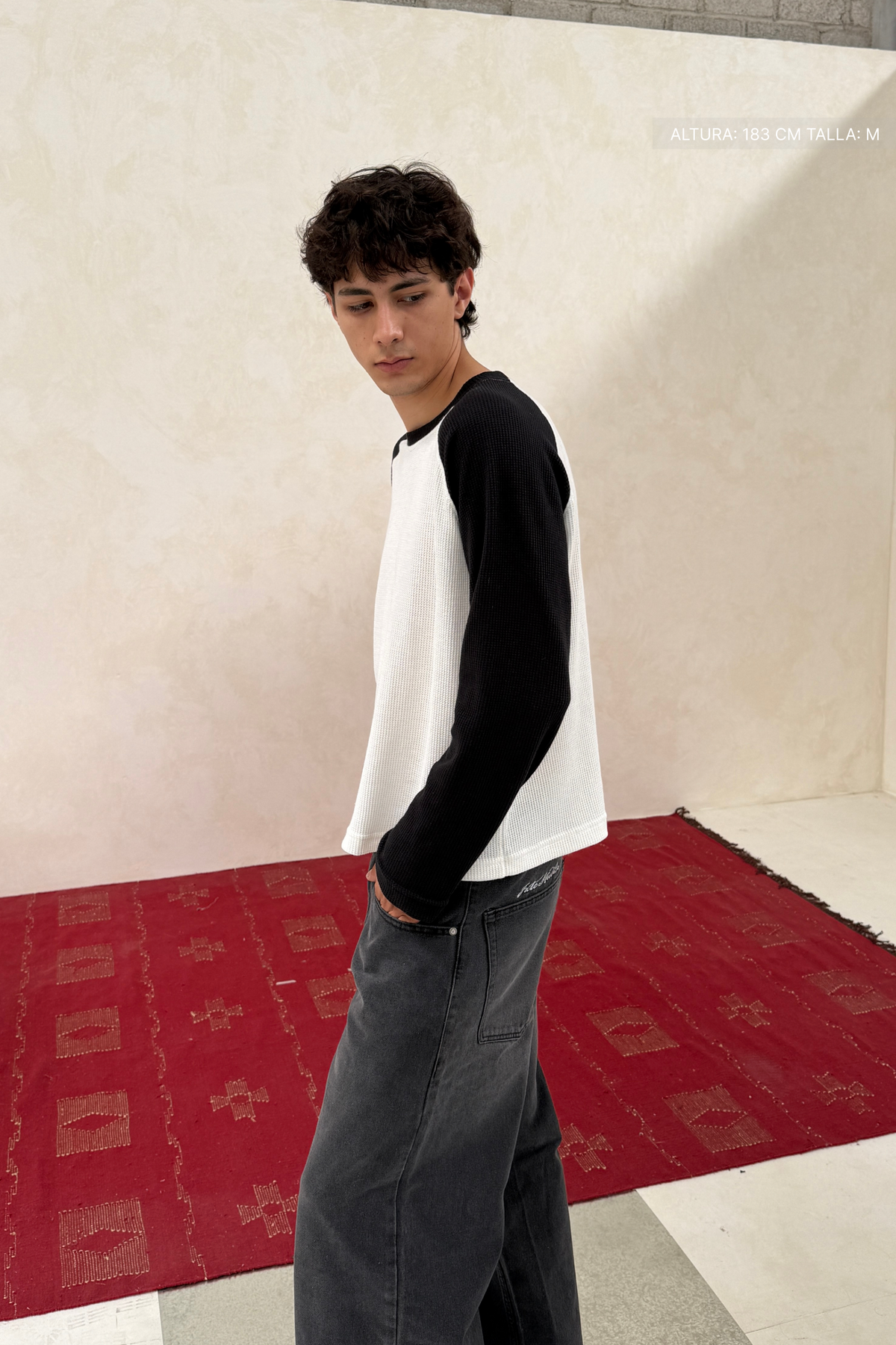 Raglan Longsleeve Ivory w/ Black — photo 8