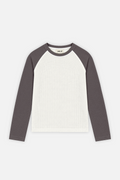 Raglan Longsleeve Ivory w/ Grey — photo 1