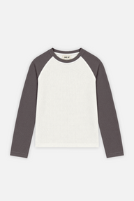 Waffle Raglan Longsleeve Ivory w/ Grey