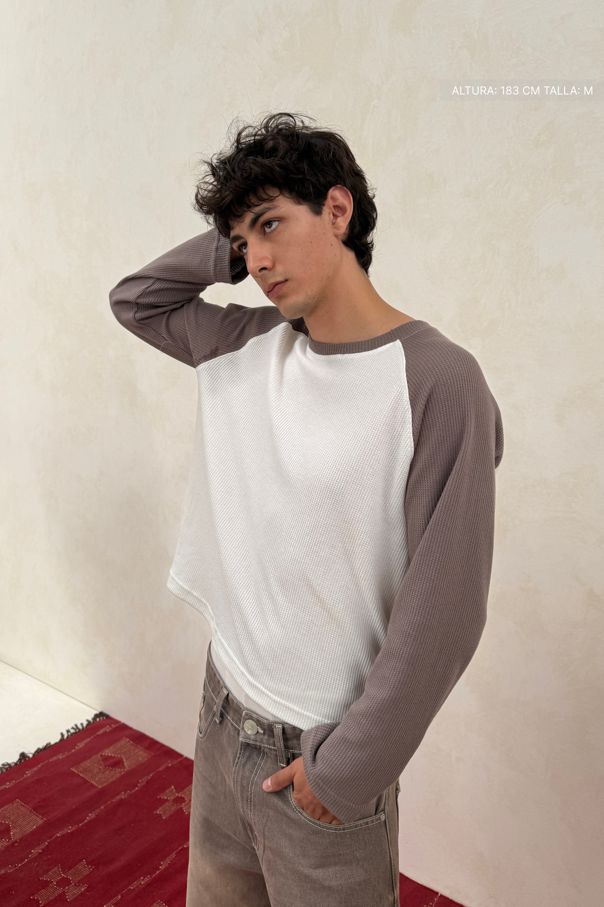 Raglan Longsleeve Ivory w/ Grey — photo 8