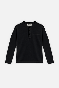 Ribbed Henley Black